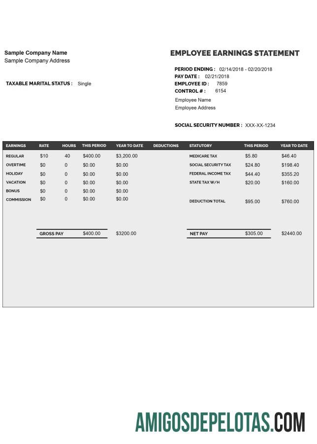 Em branco Modelo de declaração de rendimentos de FUNCIONÁRIO em formato Word e PDF